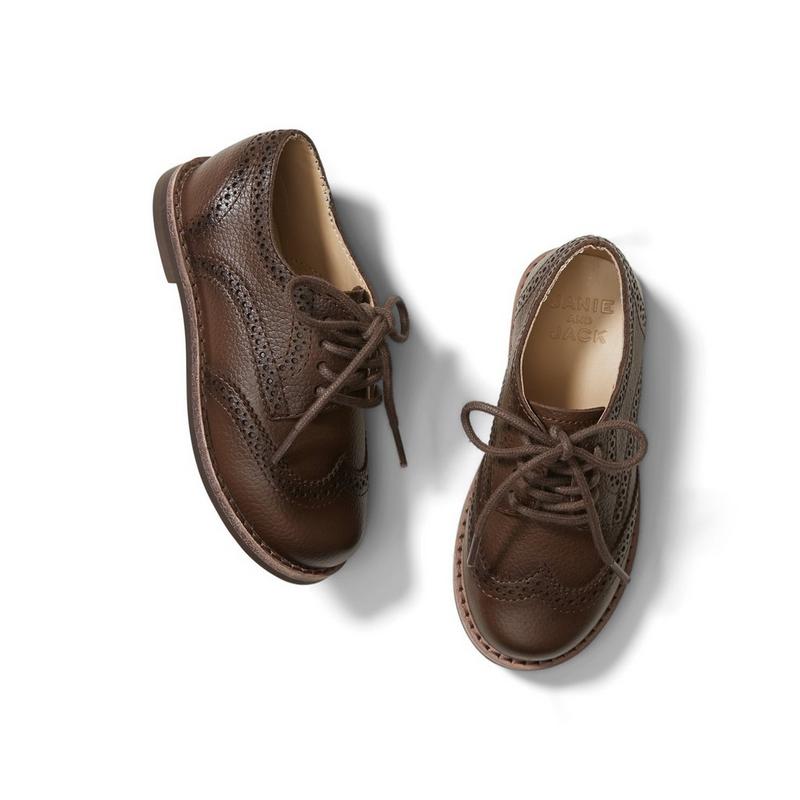 Leather Wing Tip Shoe - Janie And Jack